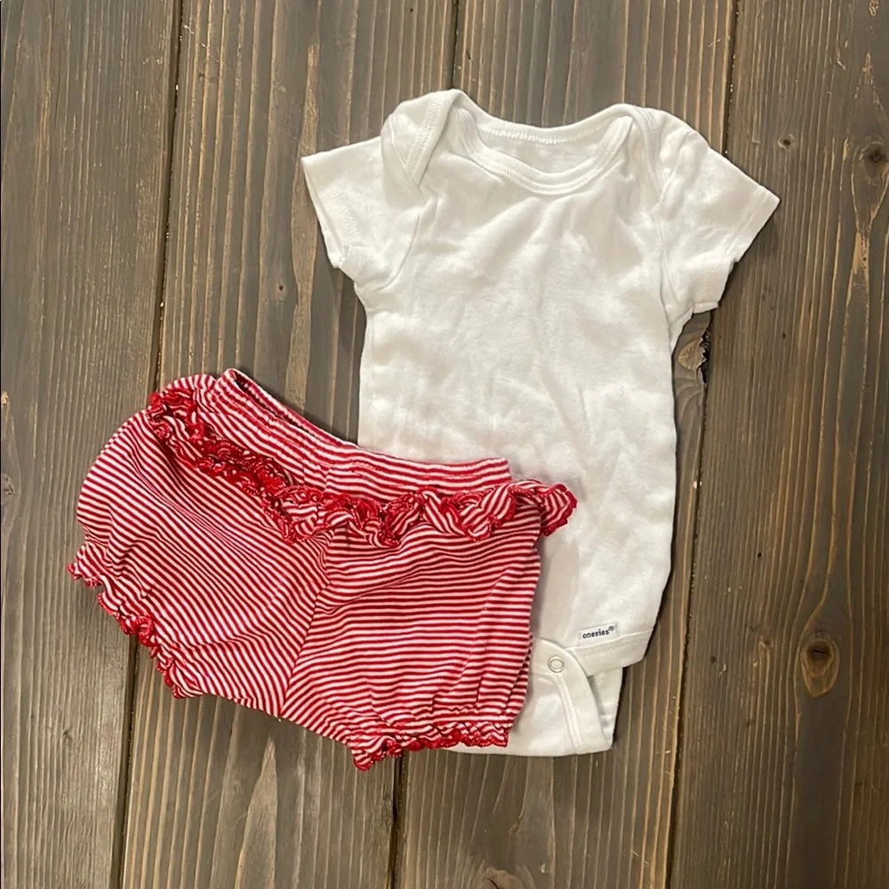 White and Red Striped Kids Outfit
